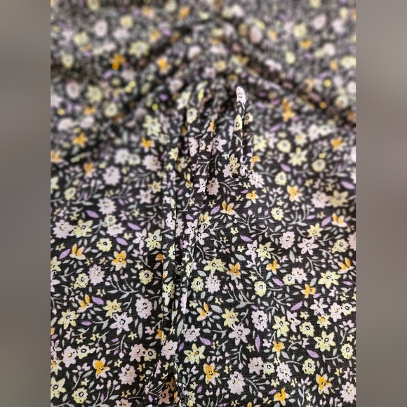 Lauren Conrad Womens Black Floral Short Sleeve V-Neck A Line Dress Size Small - Picture 4 of 11